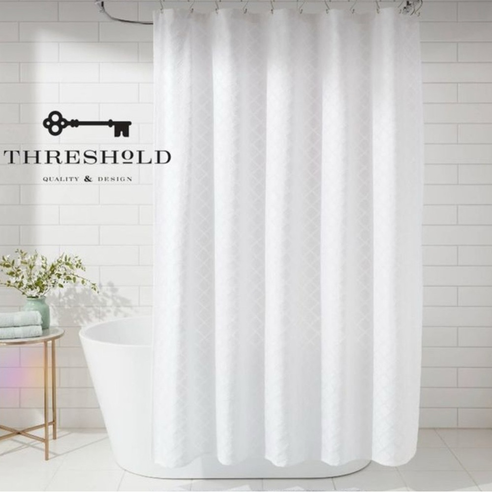 Threshold White Diamond Shower Curtain